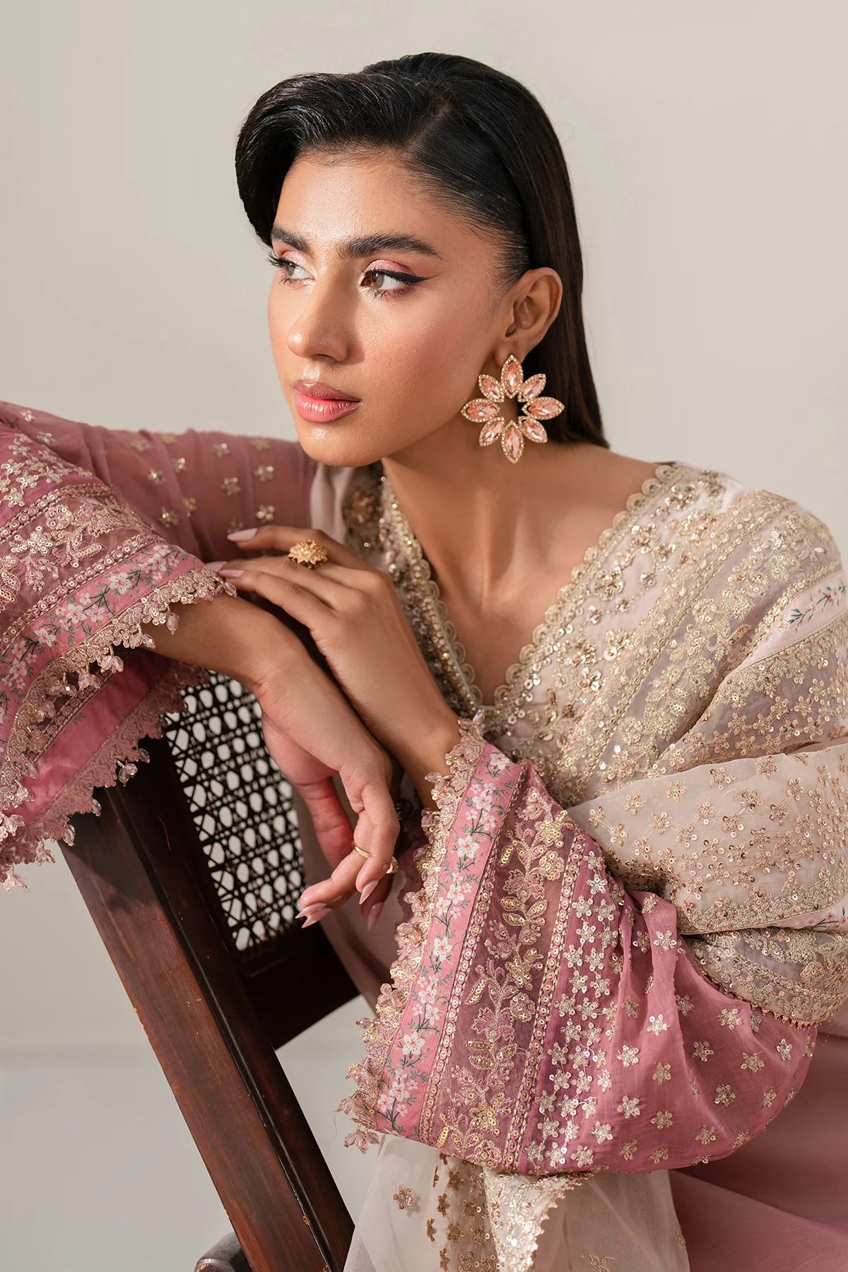 Baroque - EMBROIDERED CHIFFON UF-4135 - Mirha Collections