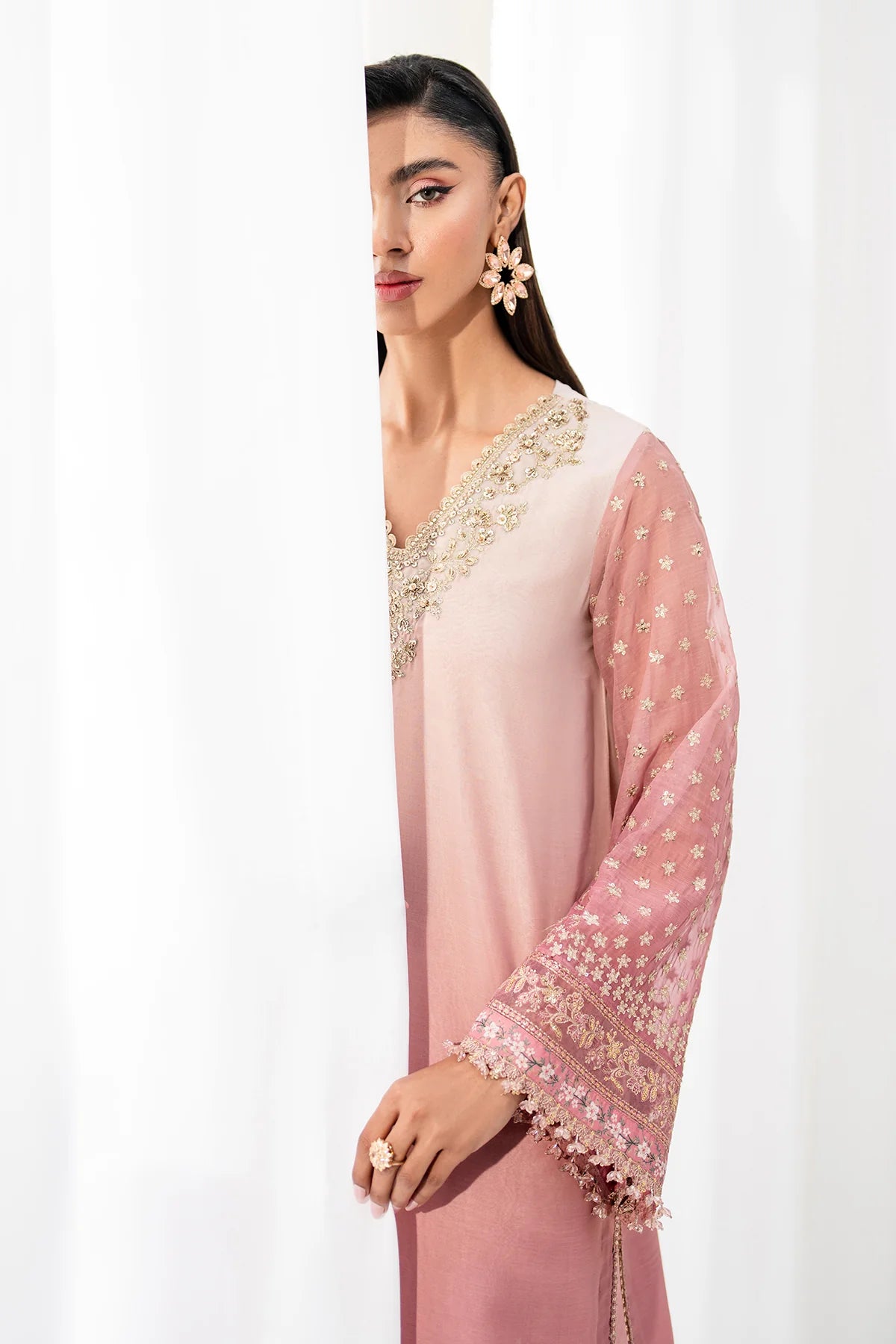 Baroque - EMBROIDERED CHIFFON UF-4135 - Mirha Collections