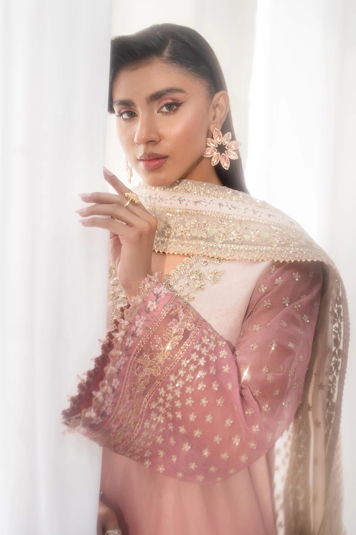 Baroque - EMBROIDERED CHIFFON UF-4135 - Mirha Collections