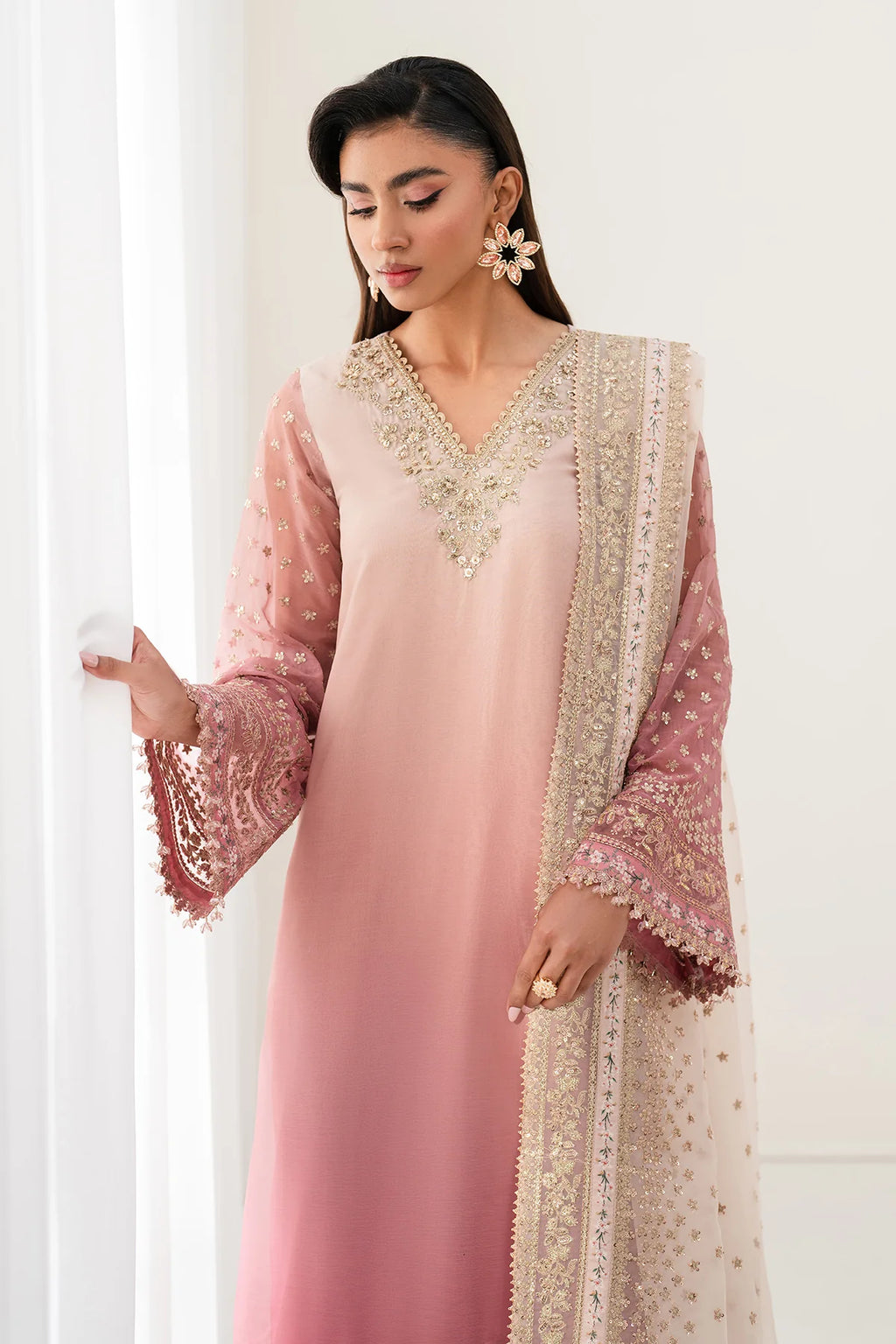 Baroque - EMBROIDERED CHIFFON UF-4135 - Mirha Collections