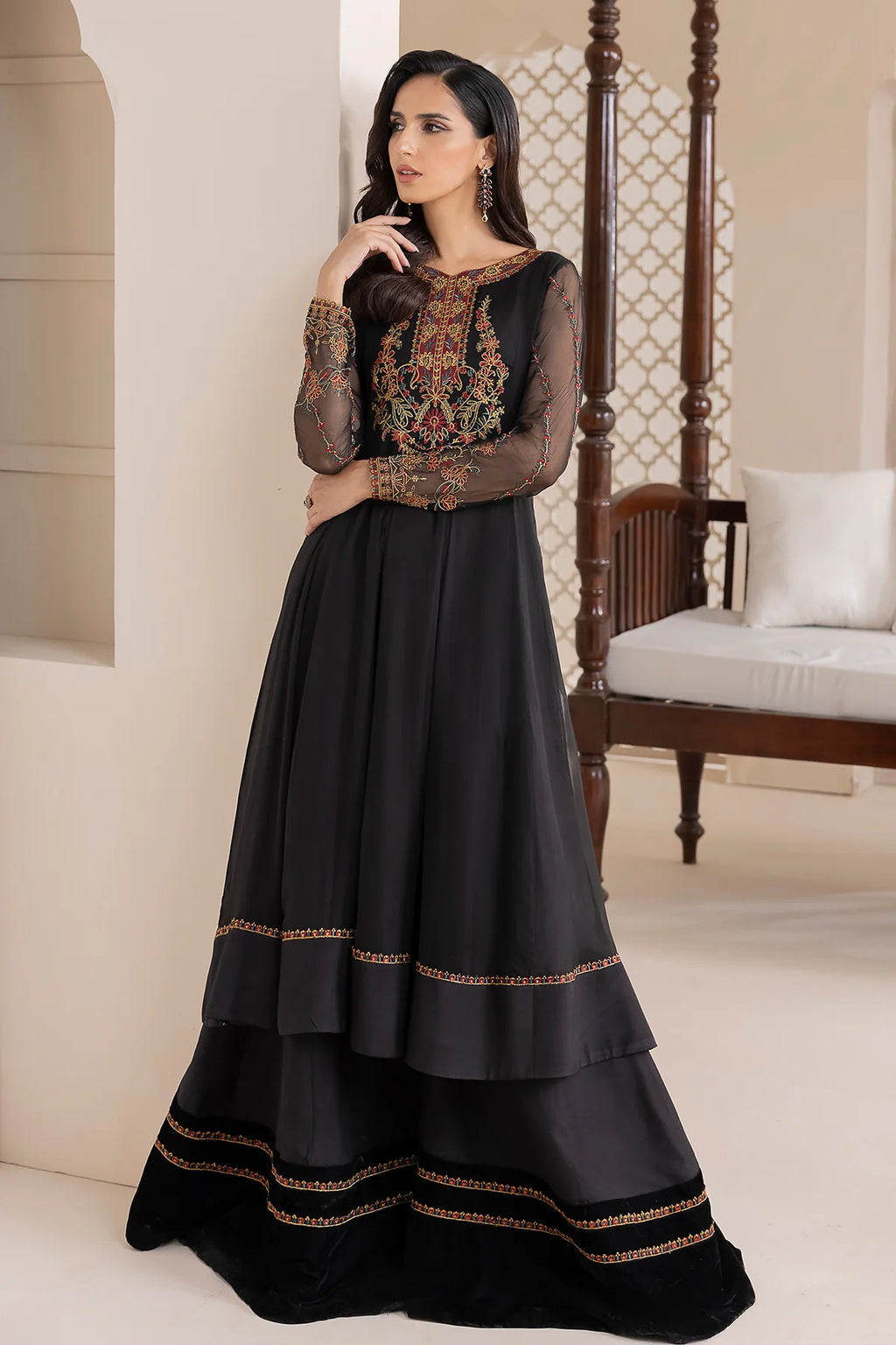 Baroque - EMBROIDERED CHIFFON UF-417 - Mirha Collections