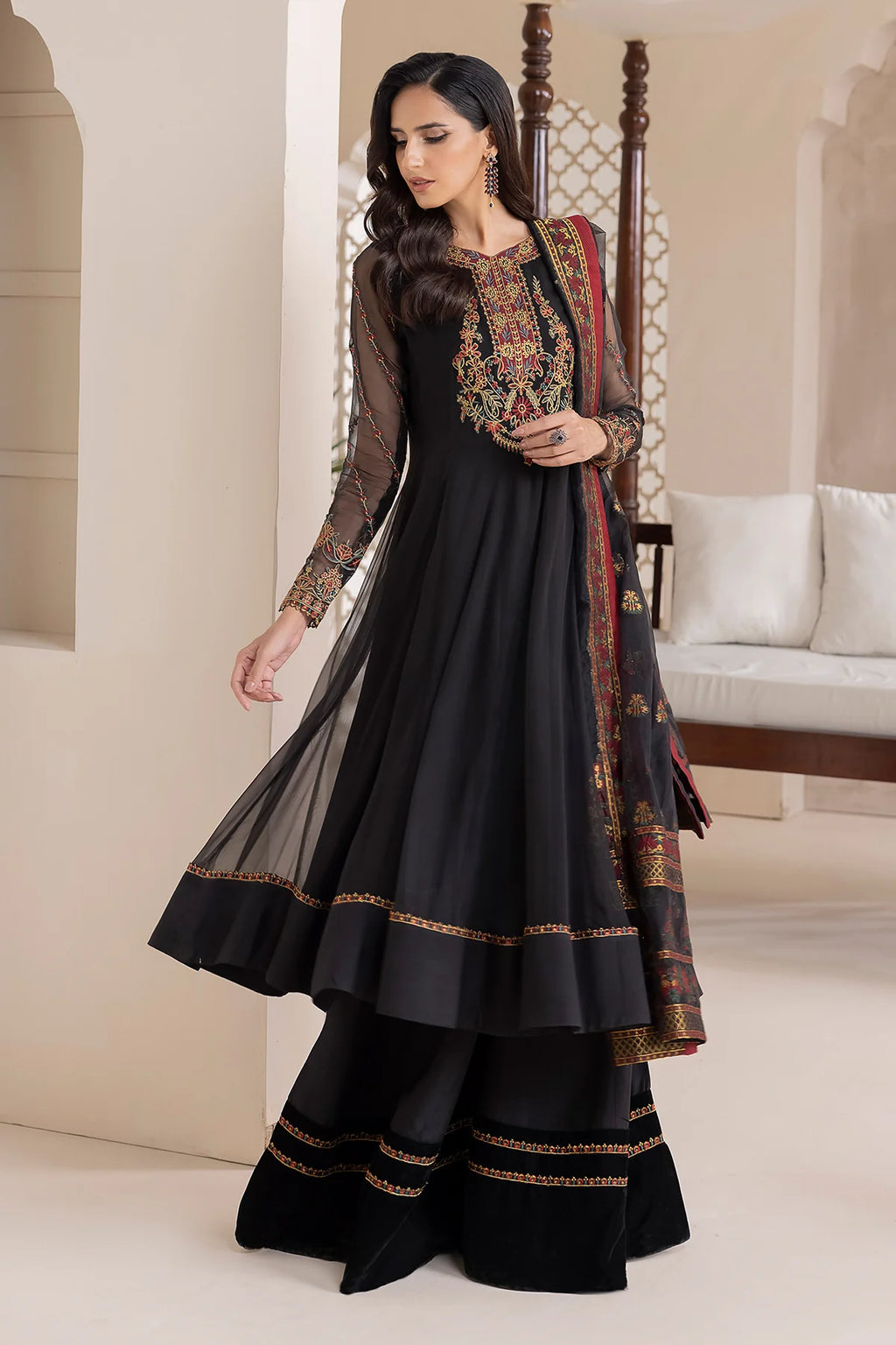 Baroque - EMBROIDERED CHIFFON UF-417 - Mirha Collections