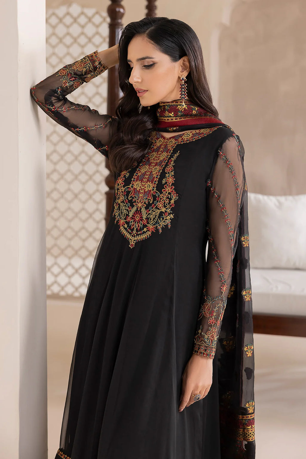 Baroque - EMBROIDERED CHIFFON UF-417 - Mirha Collections