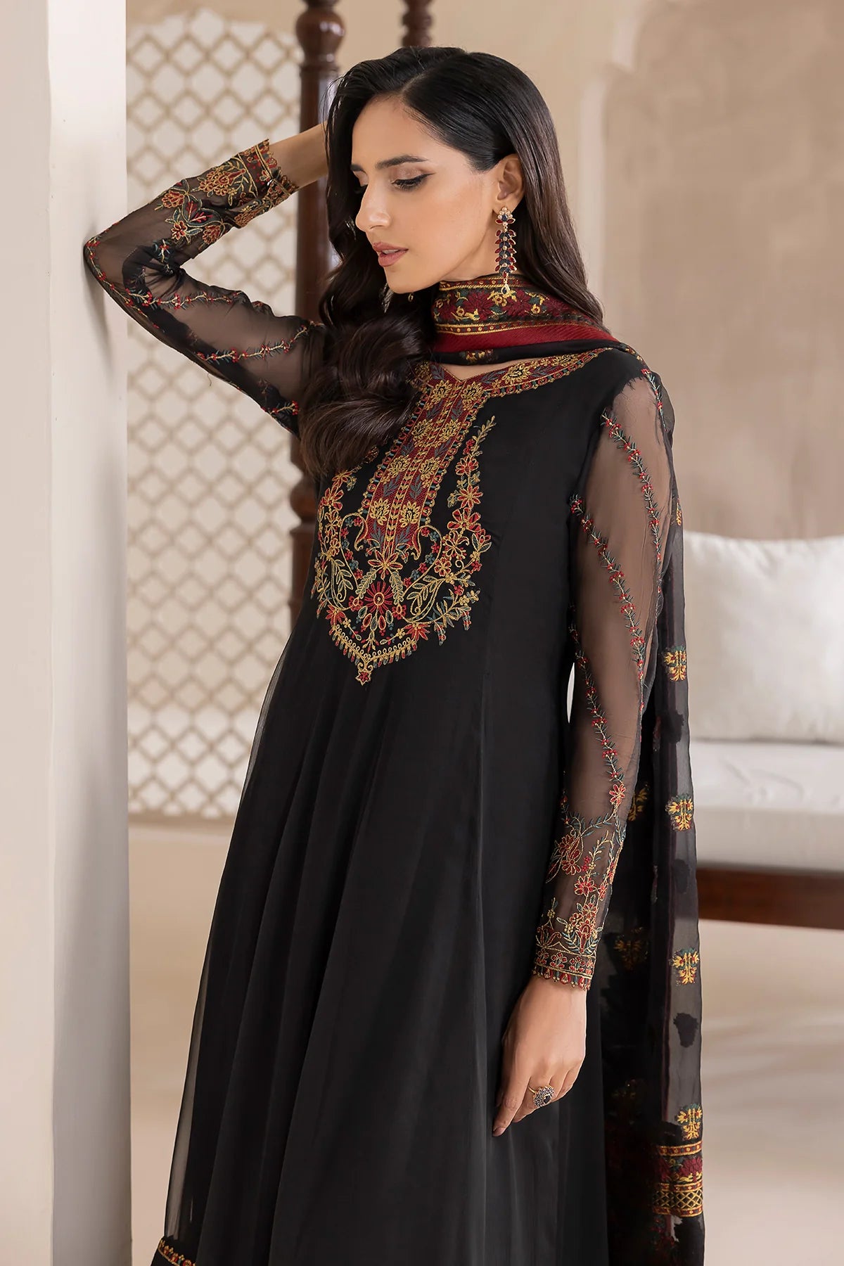 Baroque - EMBROIDERED CHIFFON UF-417 - Mirha Collections