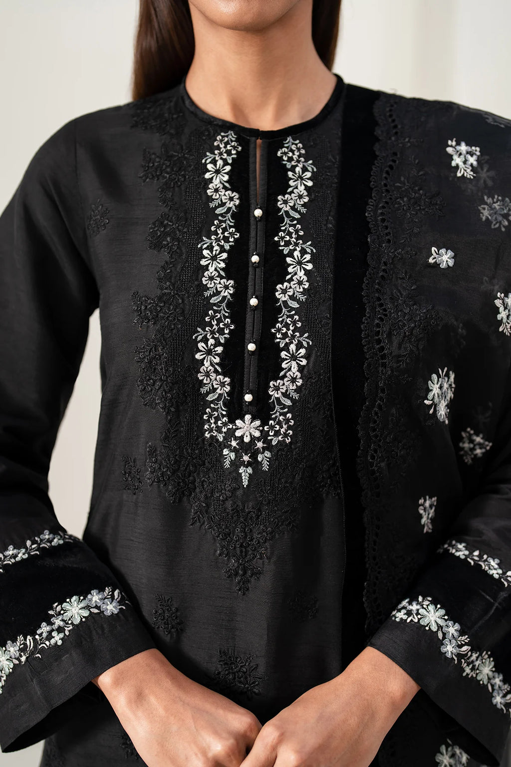 Baroque - EMBROIDERED RAW SILK UF-4137 - Mirha Collections
