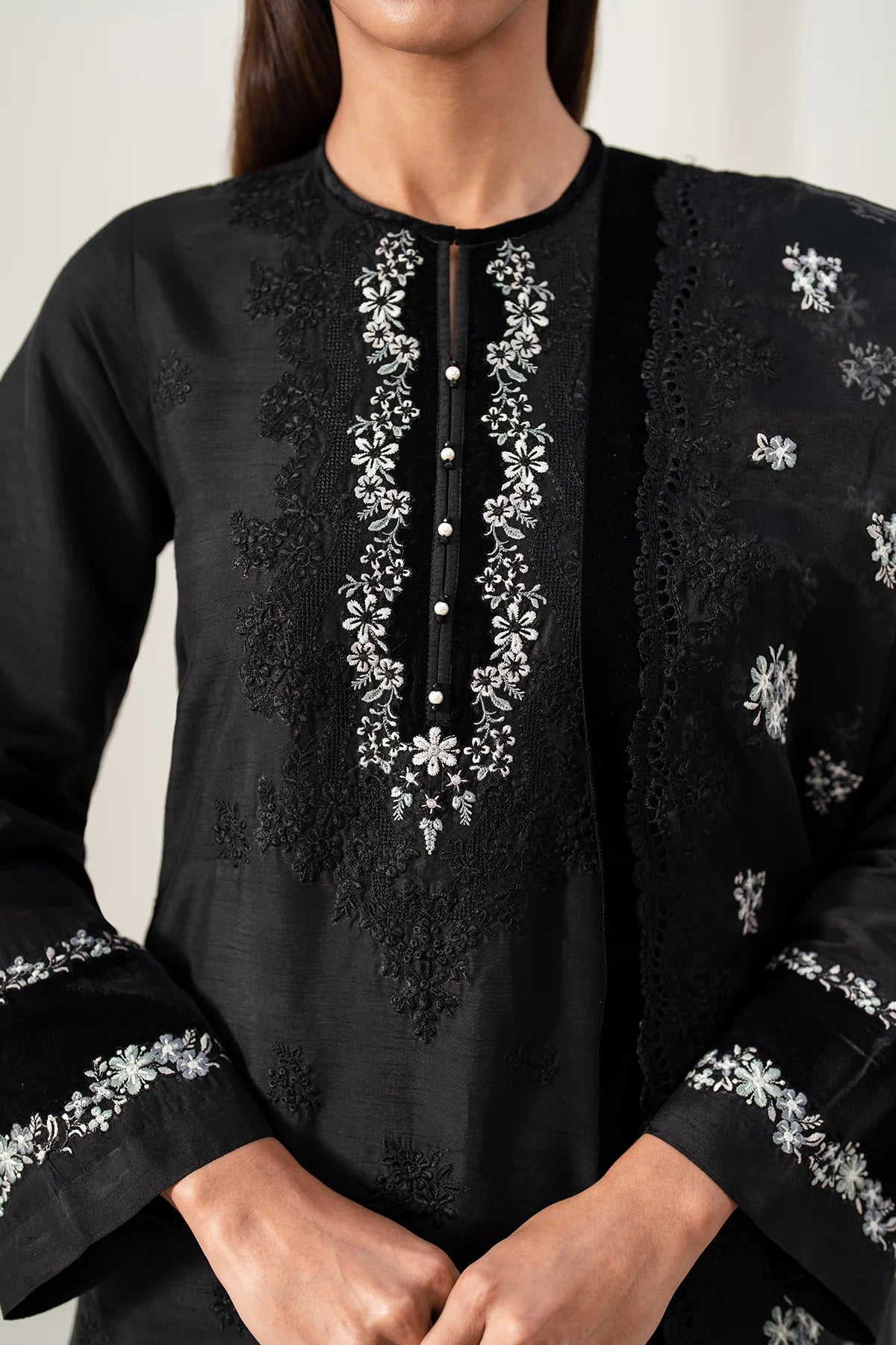 Baroque - EMBROIDERED RAW SILK UF-4137 - Mirha Collections