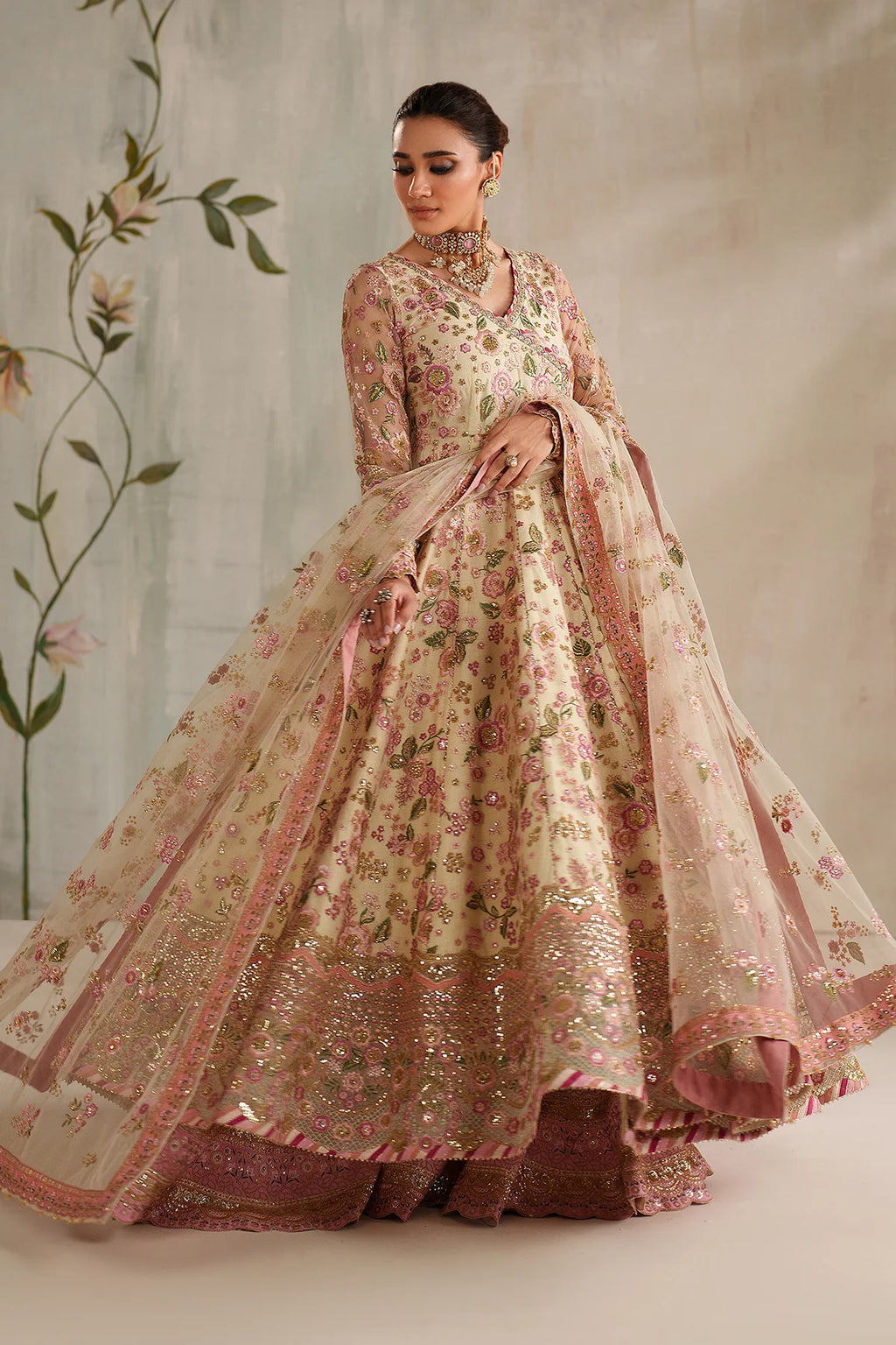 Baroque - EMBROIDERED NET UF-4371 - Mirha Collections