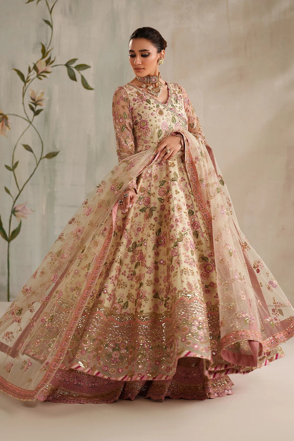 Baroque - EMBROIDERED NET UF-4371 - Mirha Collections