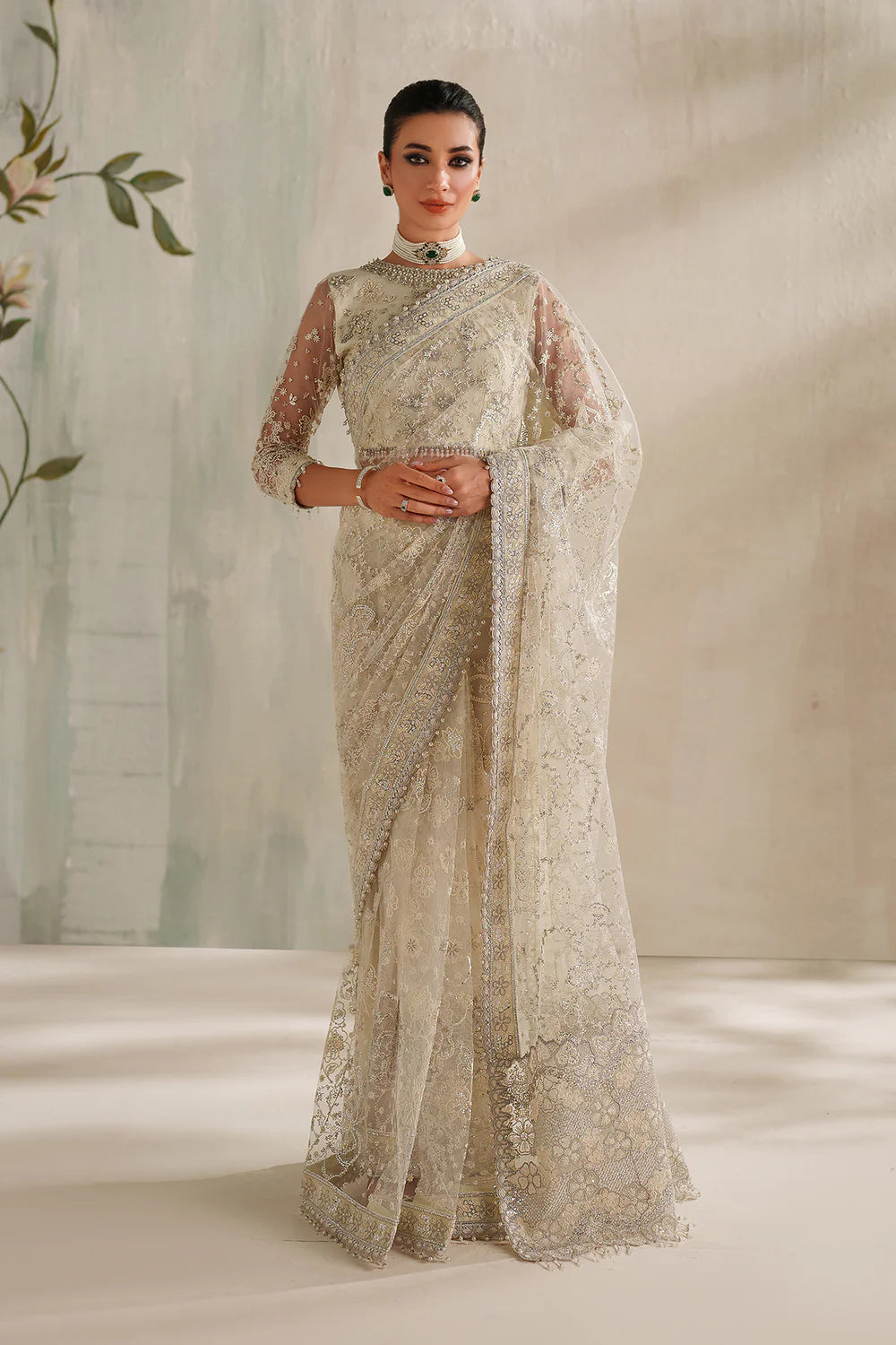 Baroque - EMBROIDERED NET UF-4372 - Mirha Collections