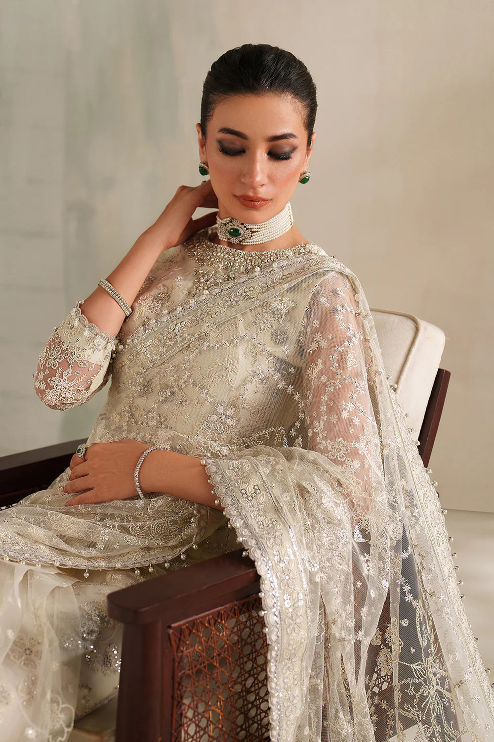 Baroque - EMBROIDERED NET UF-4372 - Mirha Collections