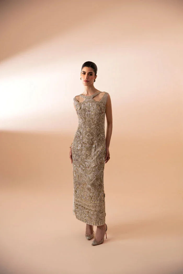 "Mirha Collections Mysie by Tahira Ashley floral embroidered heavily embellished luxury formal shirt with trousers and dupatta three-piece set."
