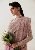 "Close-up detailing on the Aik Shaam Look A2601 bodice, highlighting intricate gold tilla embroidery, shimmering sequins, and fine hand-placed embellishments along the neckline."