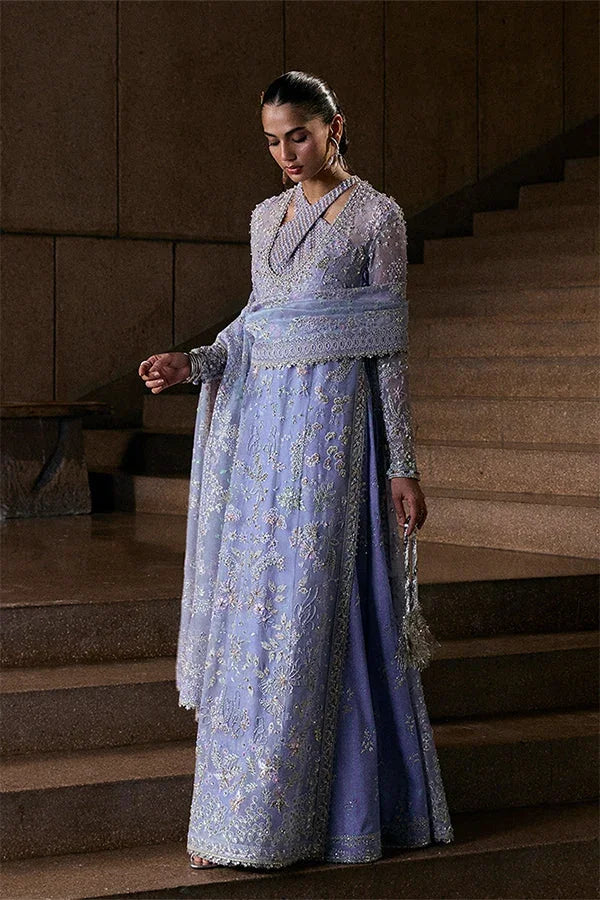 "Mirha Collections Suffuse Calira embroidered heavily embellished ready-to-wear wedding formal shirt with trousers and dupatta three-piece set."