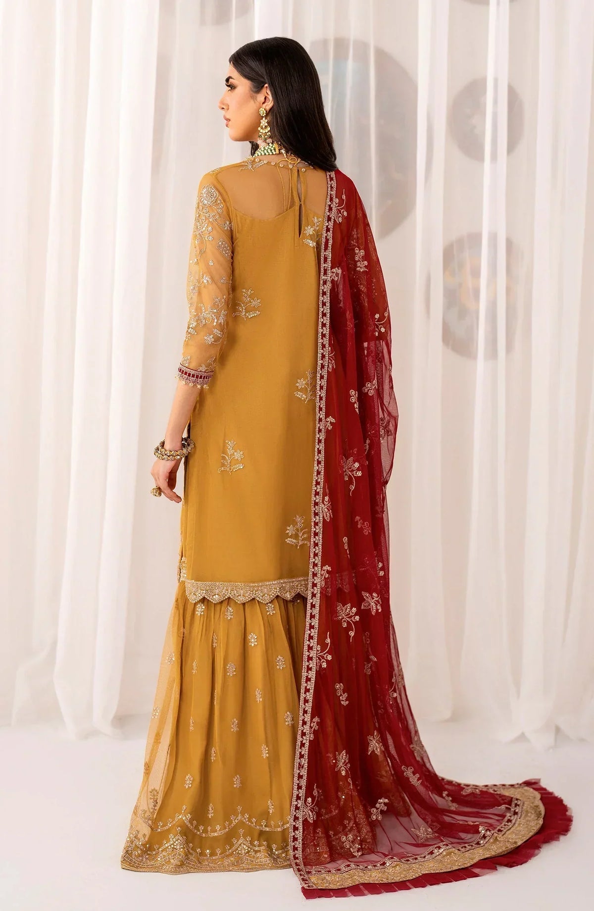 Maheer by Zarif Sequins Embroidered Net 3Pc Suit ZMU-04 MAHROO