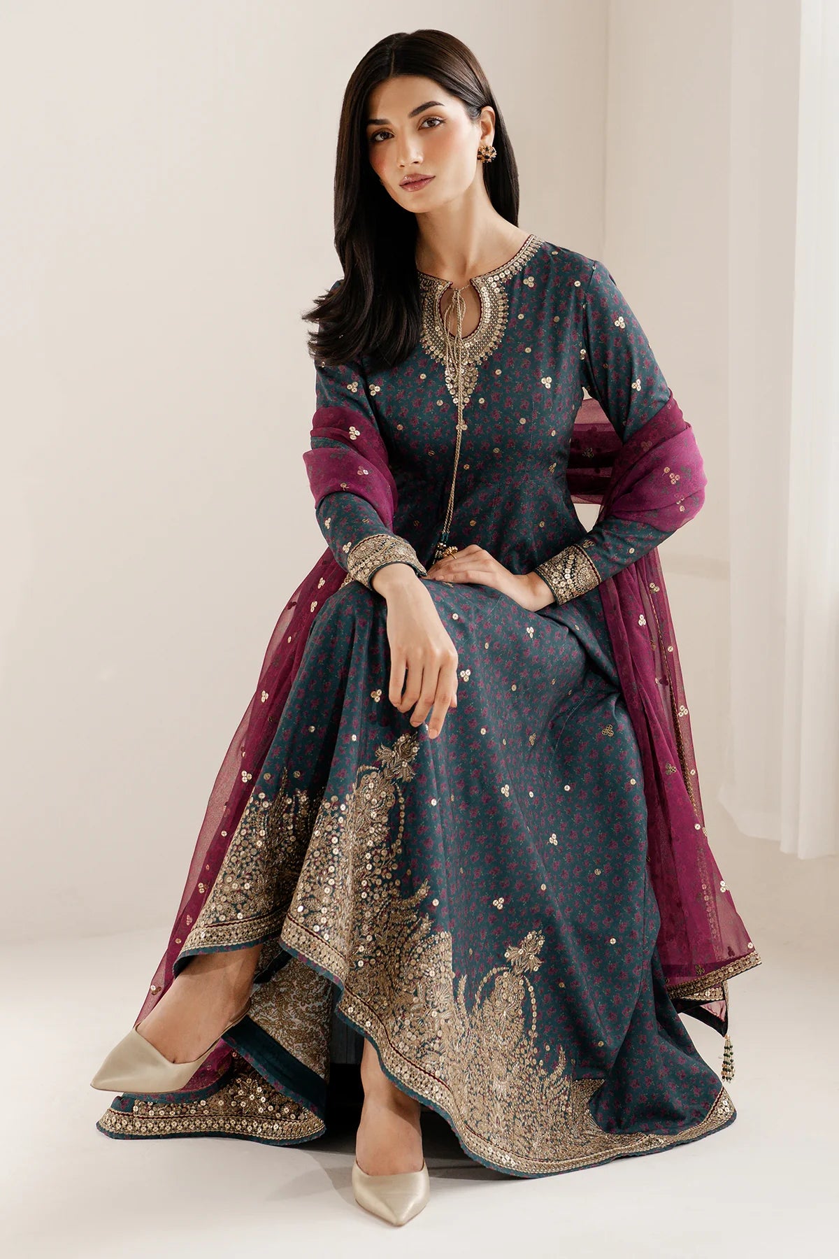 Jazmin - Embroidered Raw Silk UR-7058