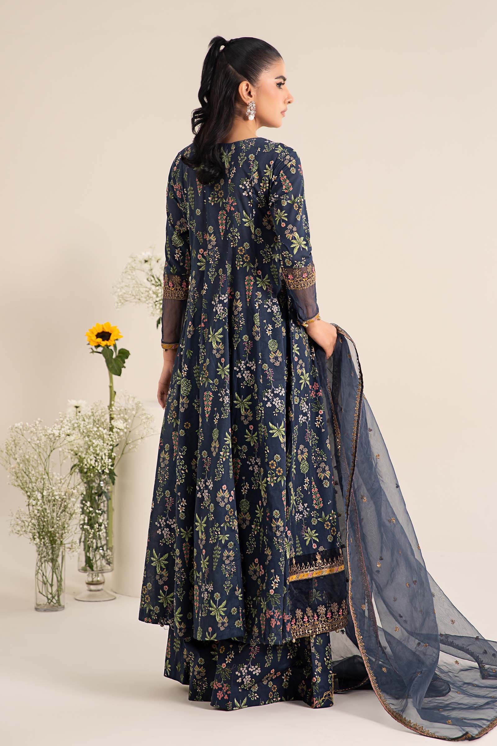 Maria.B. - 3 Piece Embroidered Lawn Suit (DW-EF25-26R1-Blue Printed) - Mirha Collections