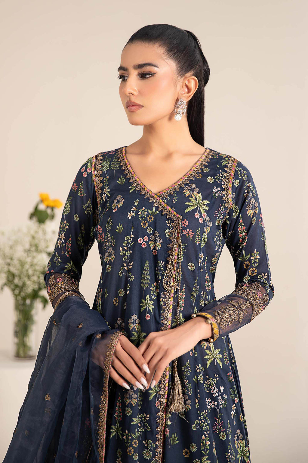 Maria.B. - 3 Piece Embroidered Lawn Suit (DW-EF25-26R1-Blue Printed) - Mirha Collections