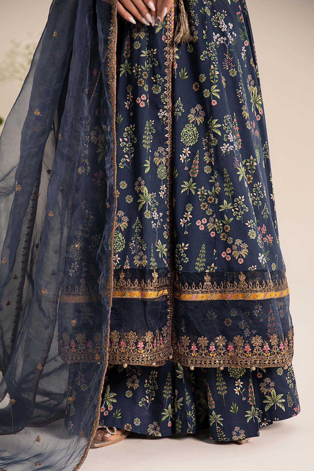 Maria.B. - 3 Piece Embroidered Lawn Suit (DW-EF25-26R1-Blue Printed) - Mirha Collections