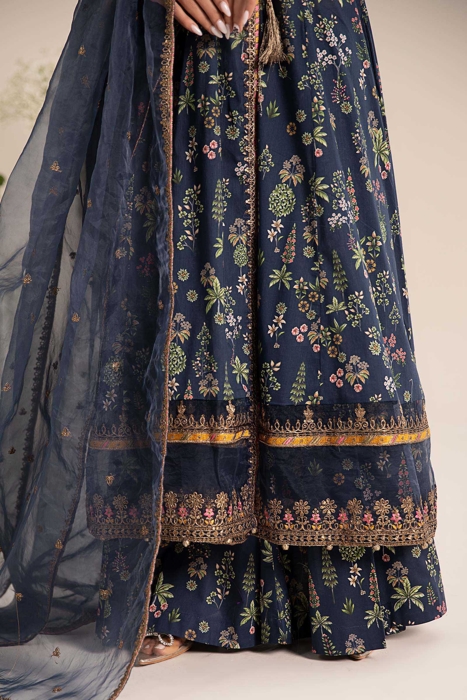 Maria.B. - 3 Piece Embroidered Lawn Suit (DW-EF25-26R1-Blue Printed) - Mirha Collections