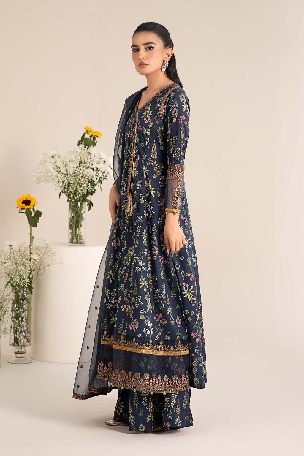 Maria.B. - 3 Piece Embroidered Lawn Suit (DW-EF25-26R1-Blue Printed) - Mirha Collections