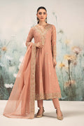 Maria.B. - 3 Piece Embroidered Cotton Net Suit (DW-EF25-88R1-Peach) - Mirha Collections