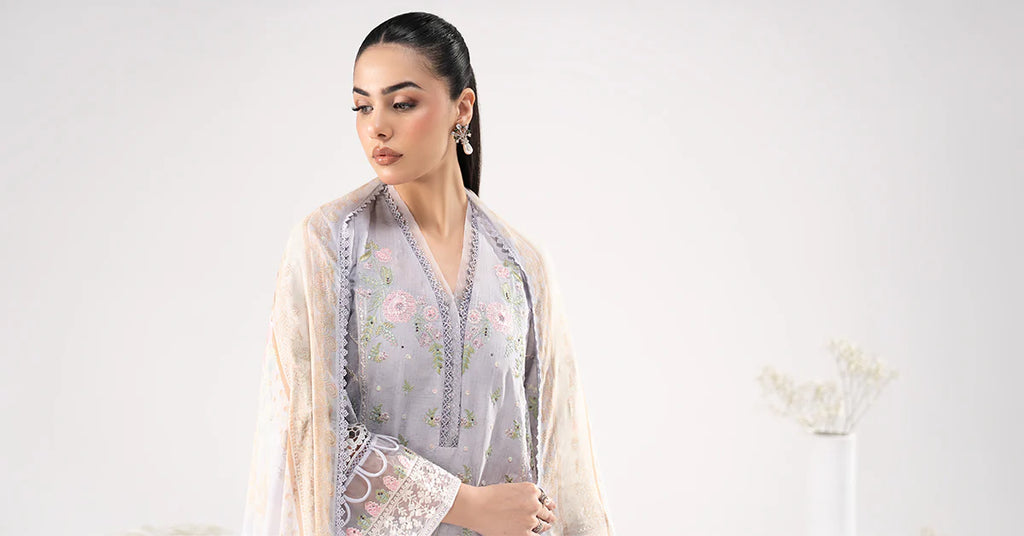 Maria.B.- 3 Piece Embroidered Dobby Lawn Suit (DW-EF26-122-Sky Blue) - Mirha Collections