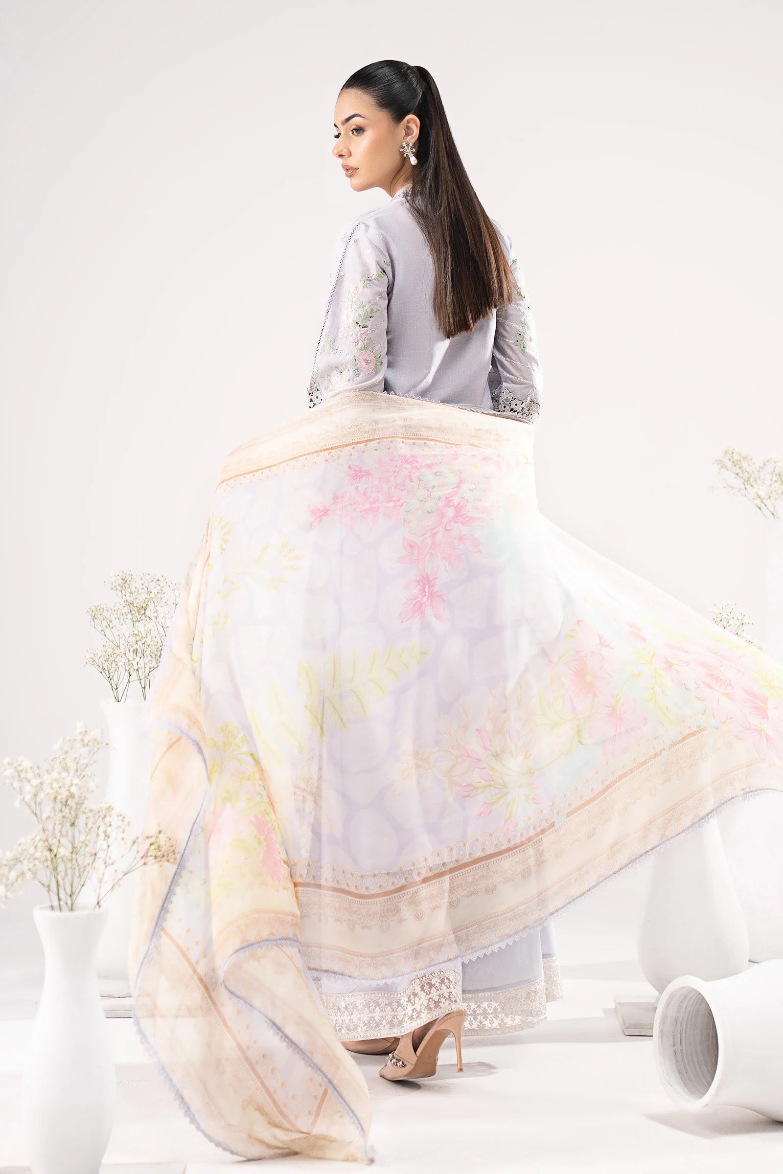 Maria.B.- 3 Piece Embroidered Dobby Lawn Suit (DW-EF26-122-Sky Blue) - Mirha Collections