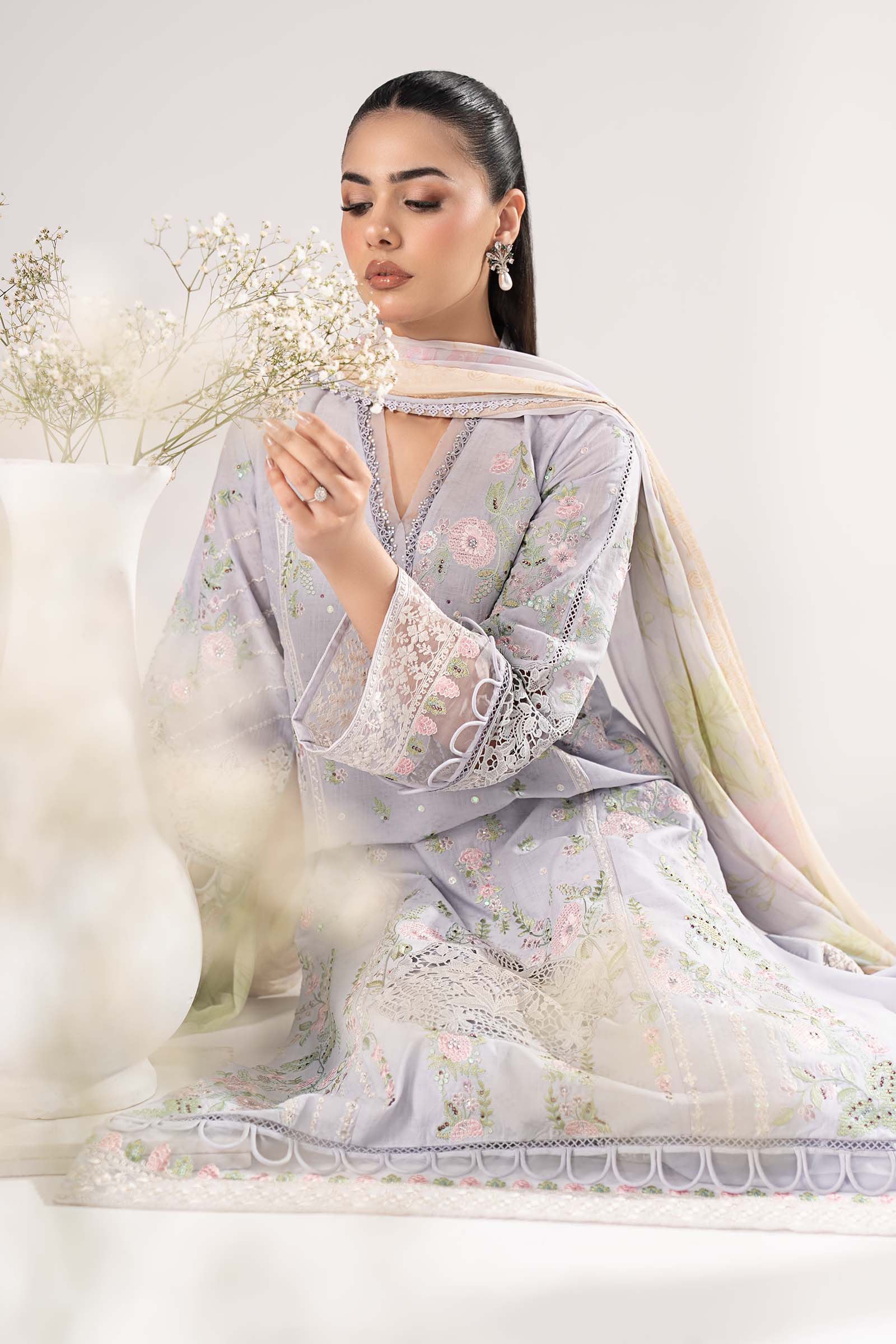 Maria.B.- 3 Piece Embroidered Dobby Lawn Suit (DW-EF26-122-Sky Blue) - Mirha Collections