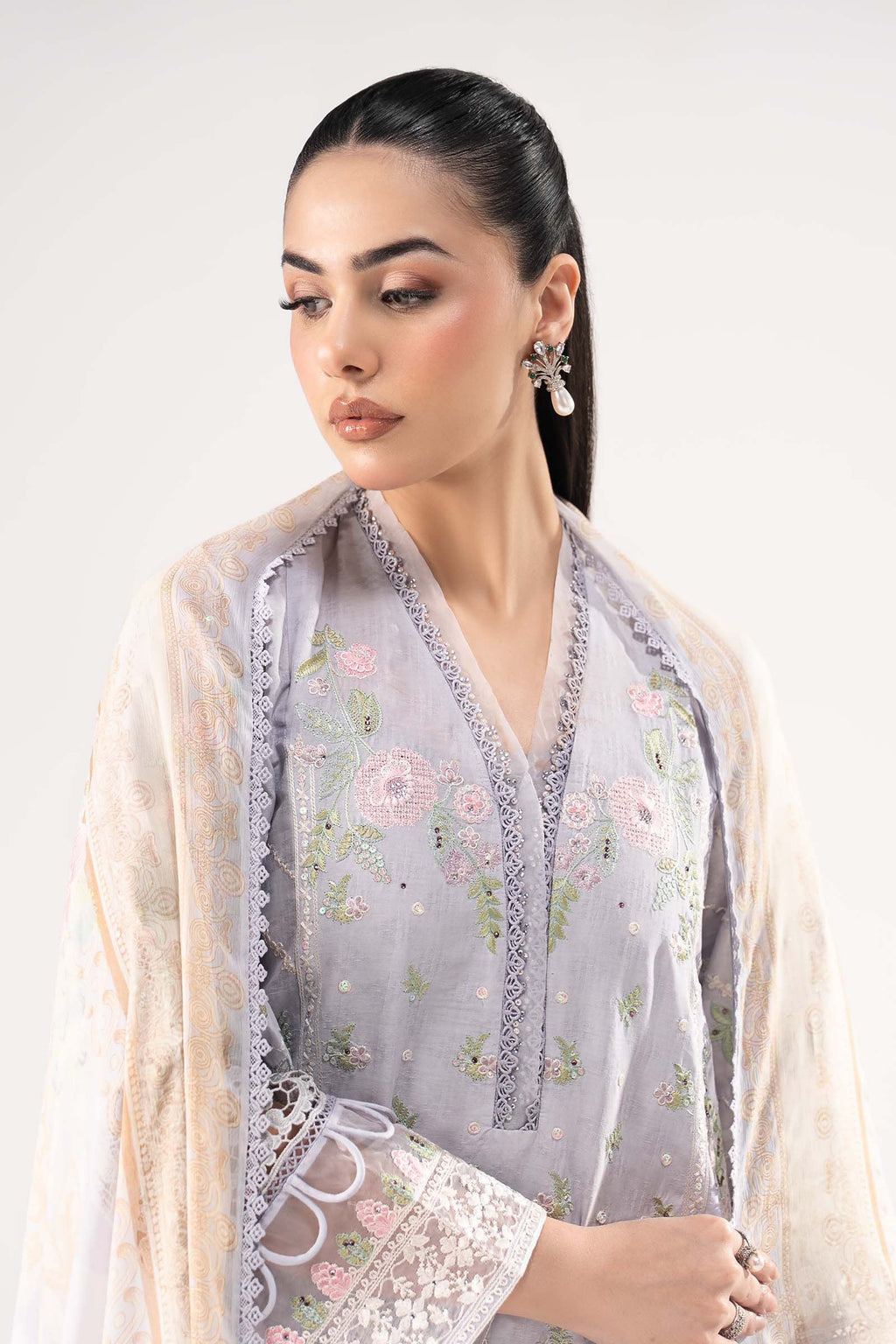 Maria.B.- 3 Piece Embroidered Dobby Lawn Suit (DW-EF26-122-Sky Blue) - Mirha Collections