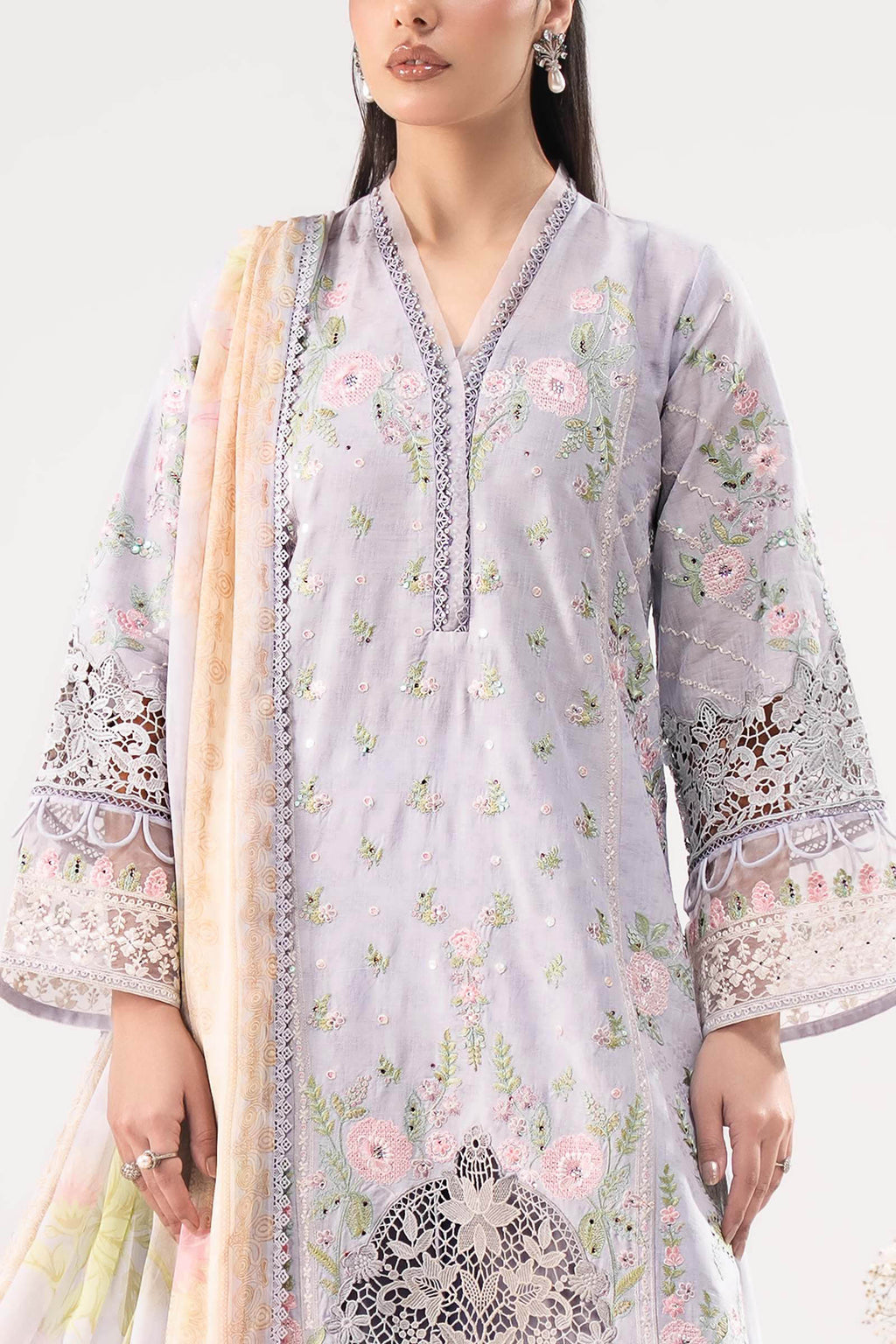 Maria.B.- 3 Piece Embroidered Dobby Lawn Suit (DW-EF26-122-Sky Blue) - Mirha Collections