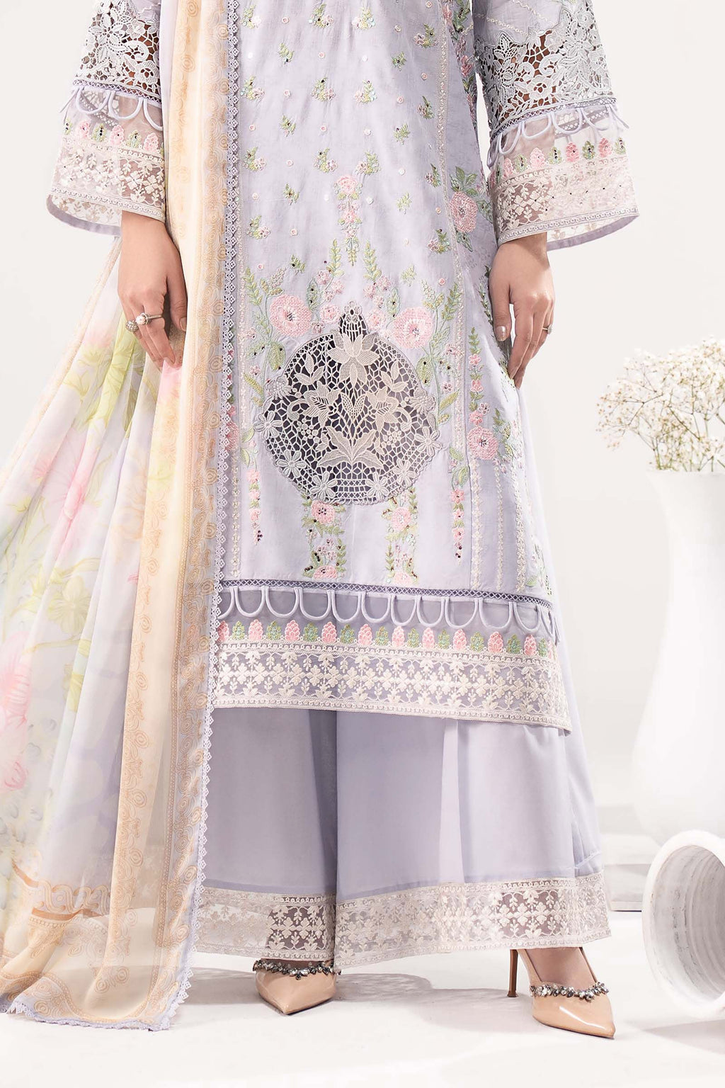 Maria.B.- 3 Piece Embroidered Dobby Lawn Suit (DW-EF26-122-Sky Blue) - Mirha Collections
