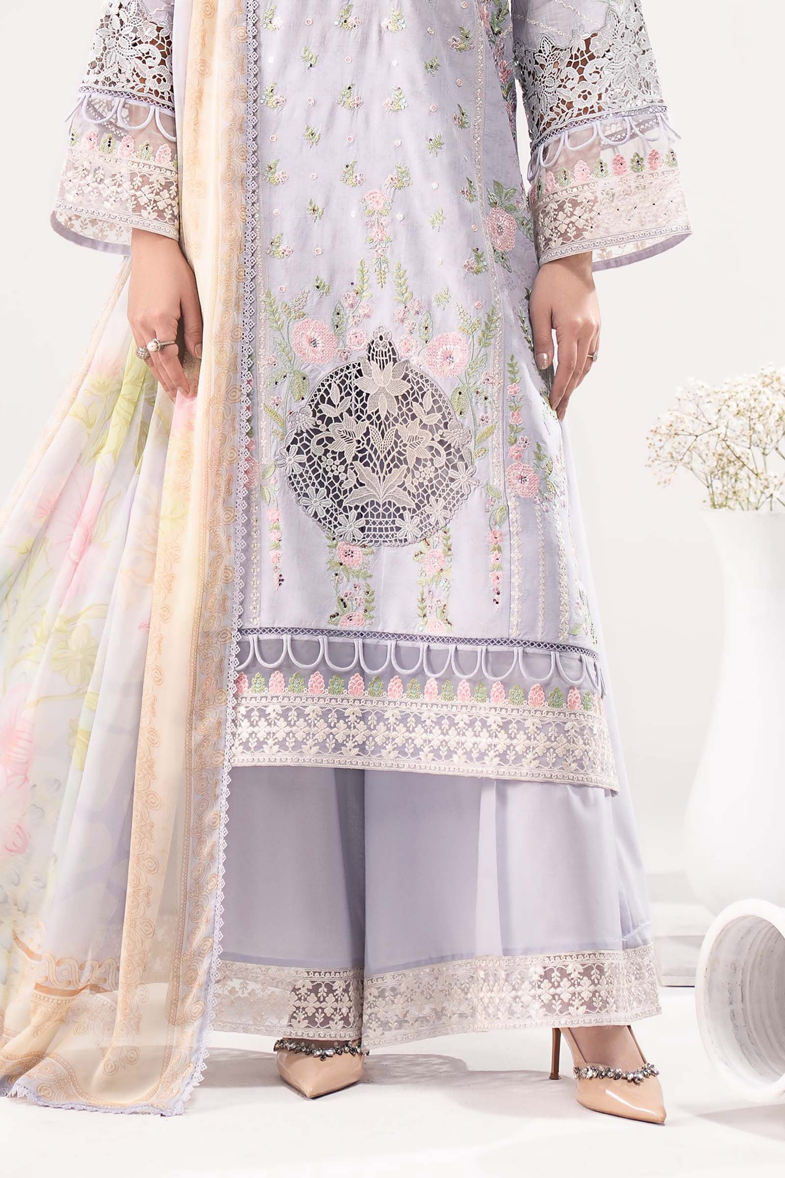 Maria.B.- 3 Piece Embroidered Dobby Lawn Suit (DW-EF26-122-Sky Blue) - Mirha Collections