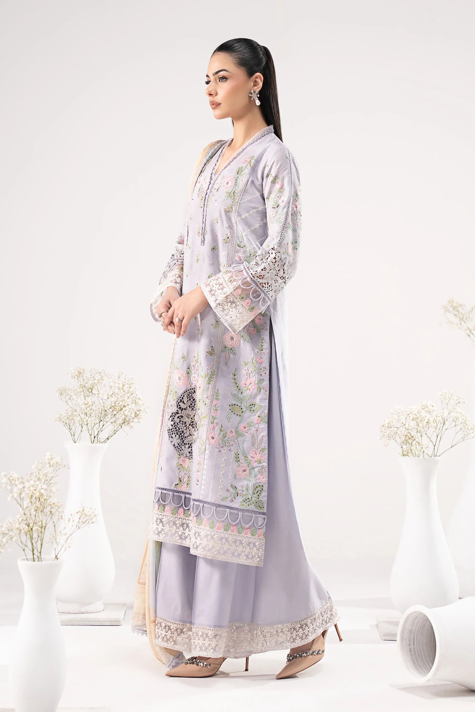 Maria.B.- 3 Piece Embroidered Dobby Lawn Suit (DW-EF26-122-Sky Blue) - Mirha Collections