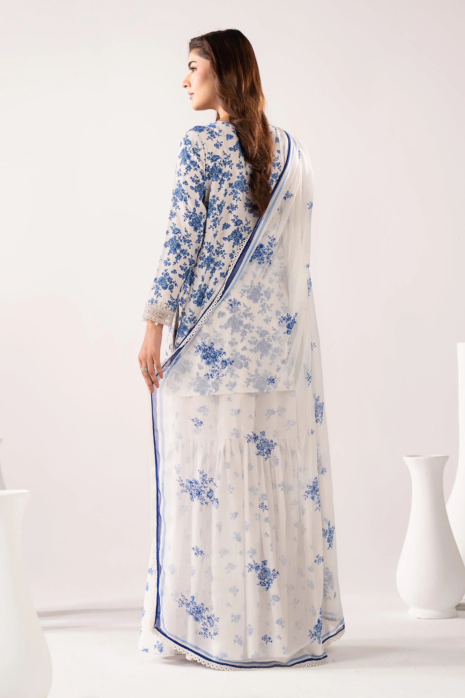 Maria B - 3 Piece Embroidered Lawn Suit (DW-EF26-200-Blue) - Mirha Collections
