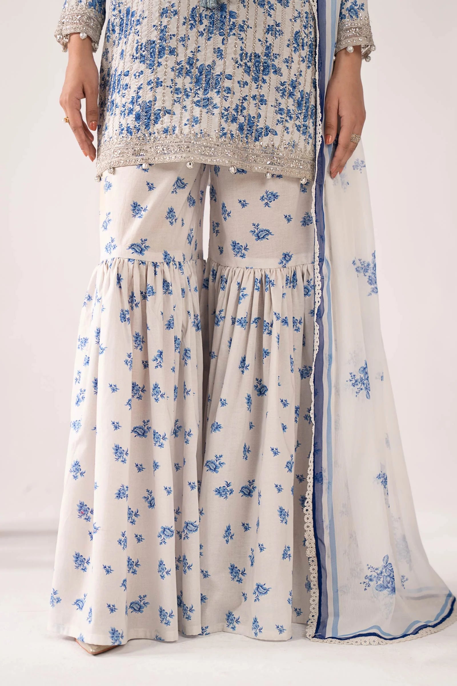 Maria B - 3 Piece Embroidered Lawn Suit (DW-EF26-200-Blue) - Mirha Collections