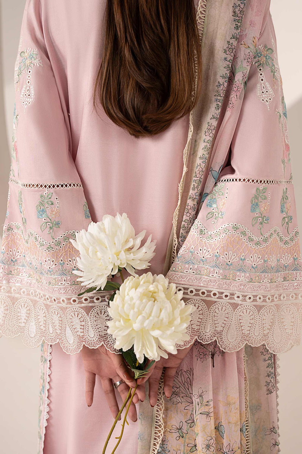 Maria.B. - 3 Piece Embroidered Paper Silk Suit (DW-EF26-42-Pink) - Mirha Collections