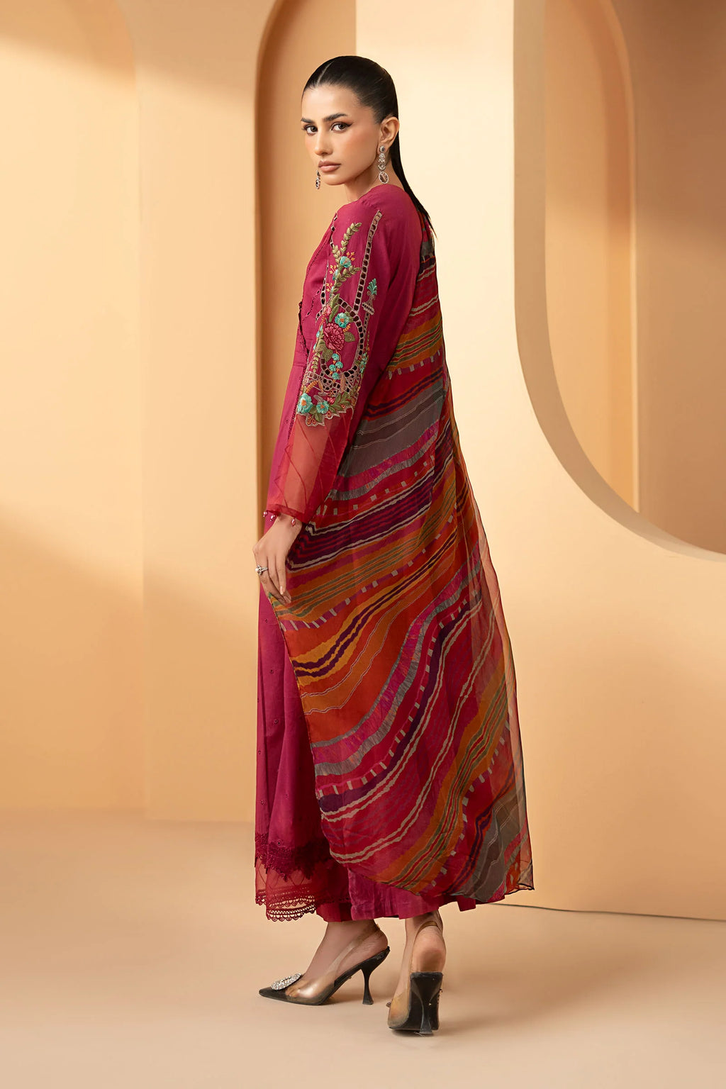 Maria.B. - 3 Piece Embroidered Dobby Lawn Suit (DW-SS21-09R1-Shocking Pink) - Mirha Collections