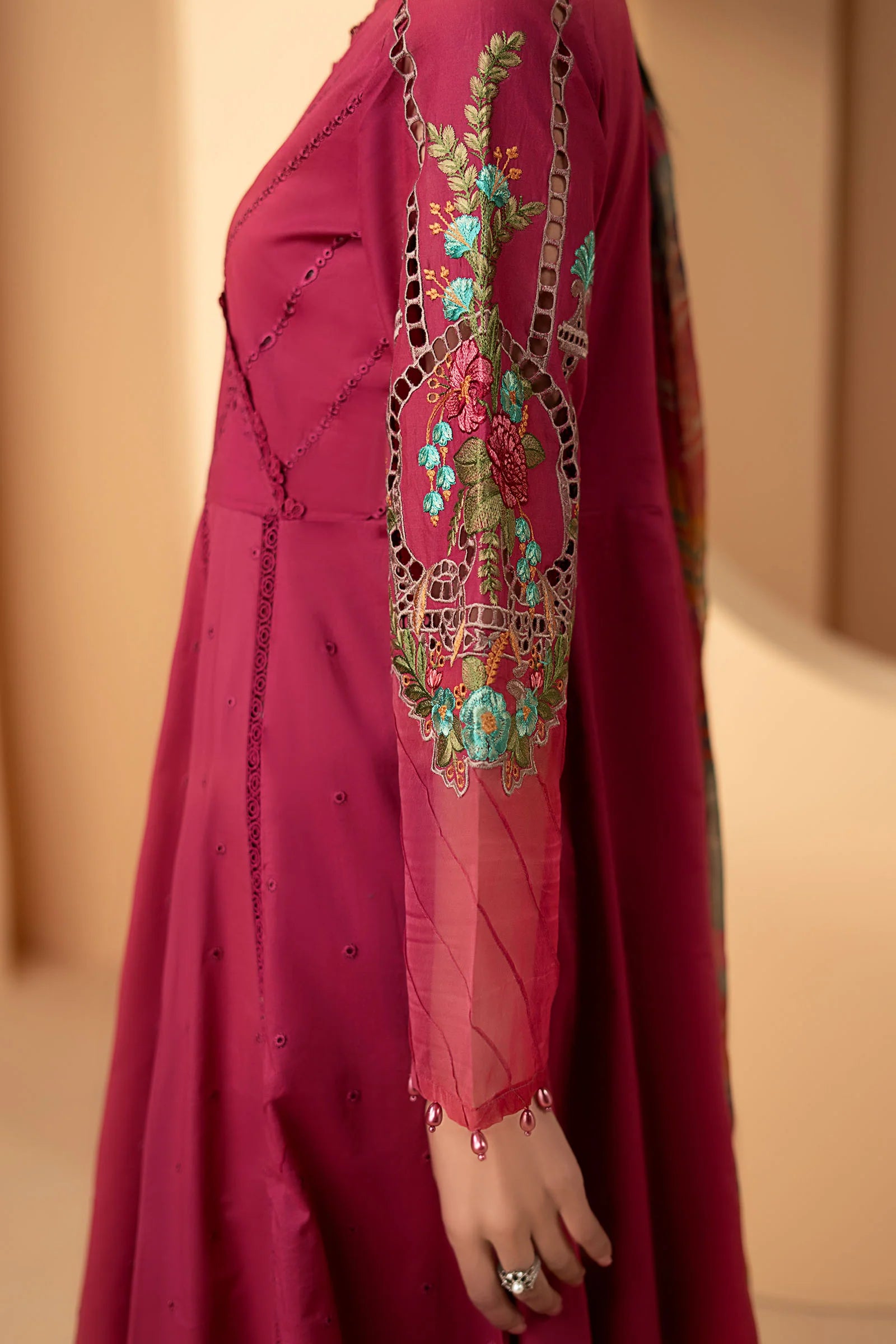 Maria.B. - 3 Piece Embroidered Dobby Lawn Suit (DW-SS21-09R1-Shocking Pink) - Mirha Collections