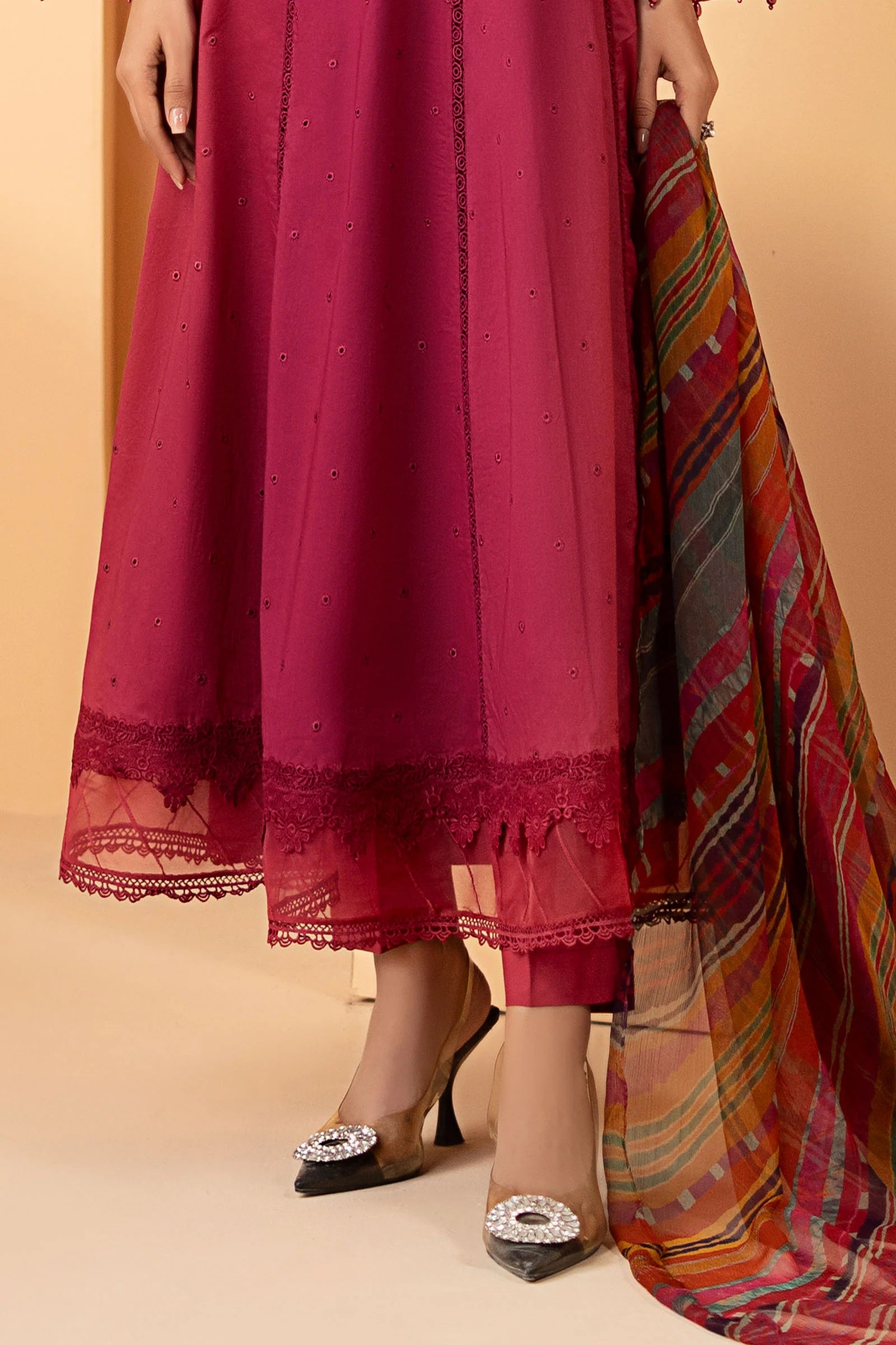 Maria.B. - 3 Piece Embroidered Dobby Lawn Suit (DW-SS21-09R1-Shocking Pink) - Mirha Collections