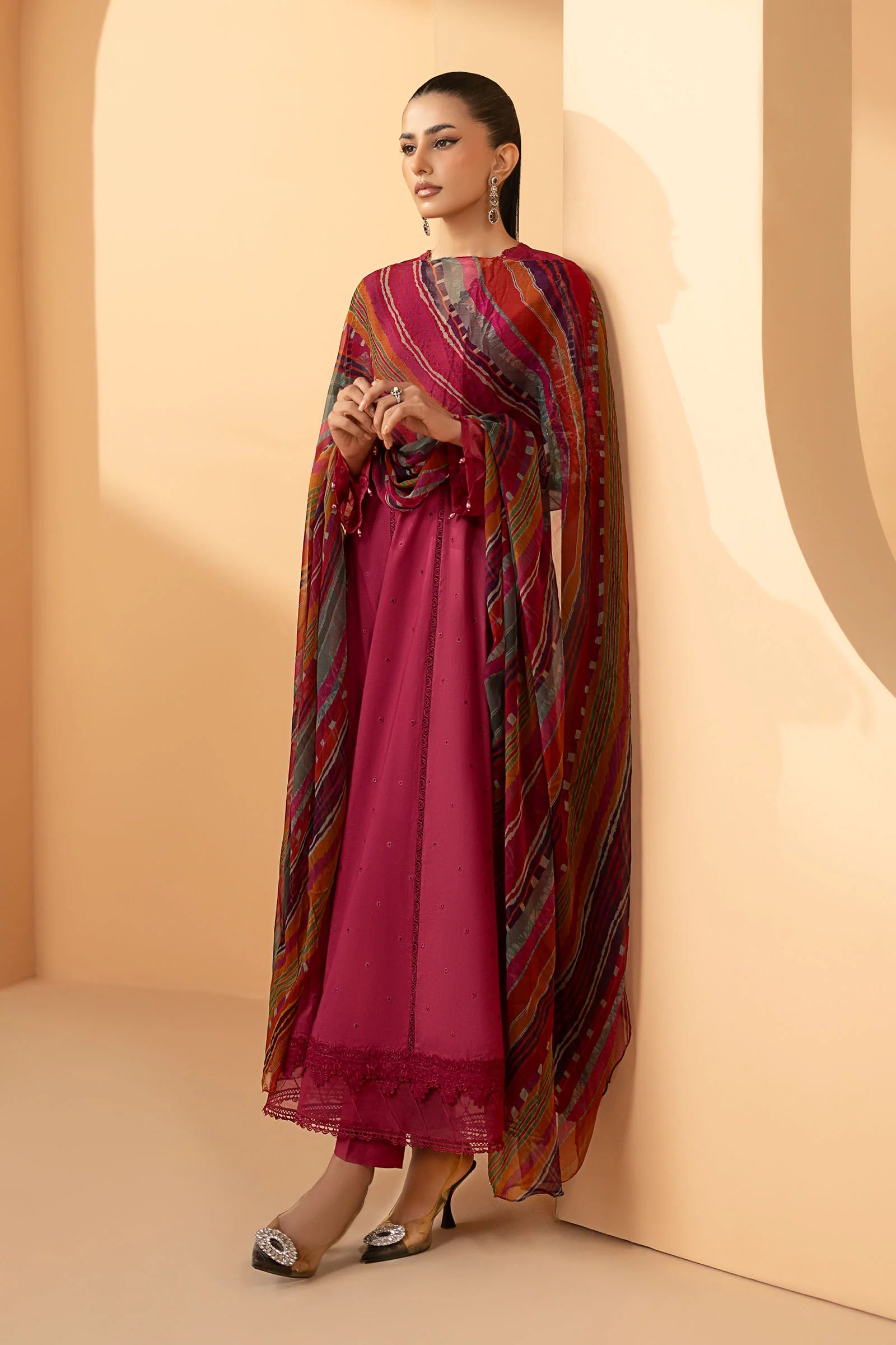 Maria.B. - 3 Piece Embroidered Dobby Lawn Suit (DW-SS21-09R1-Shocking Pink) - Mirha Collections
