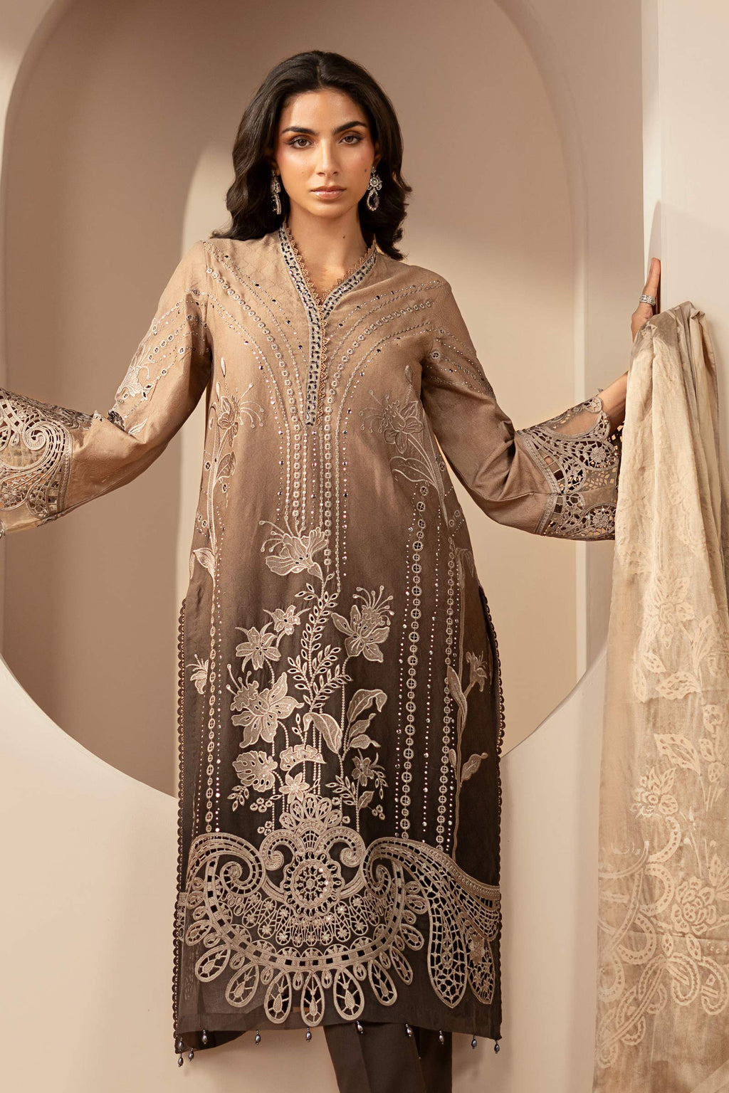 Maria.B. - 3 Piece Embroidered Jacquard Lawn Suit (DS-2601-A-Small) - Mirha Collections