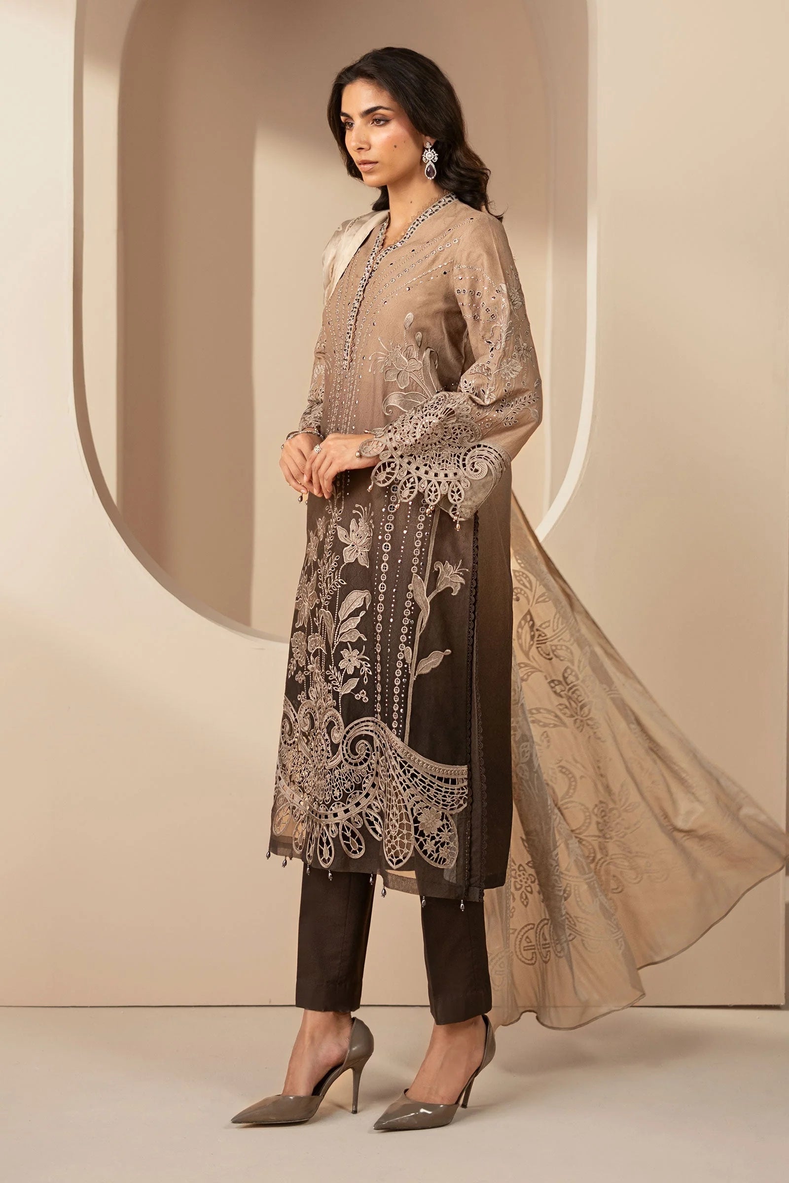 Maria.B. - 3 Piece Embroidered Jacquard Lawn Suit (DS-2601-A-Small) - Mirha Collections