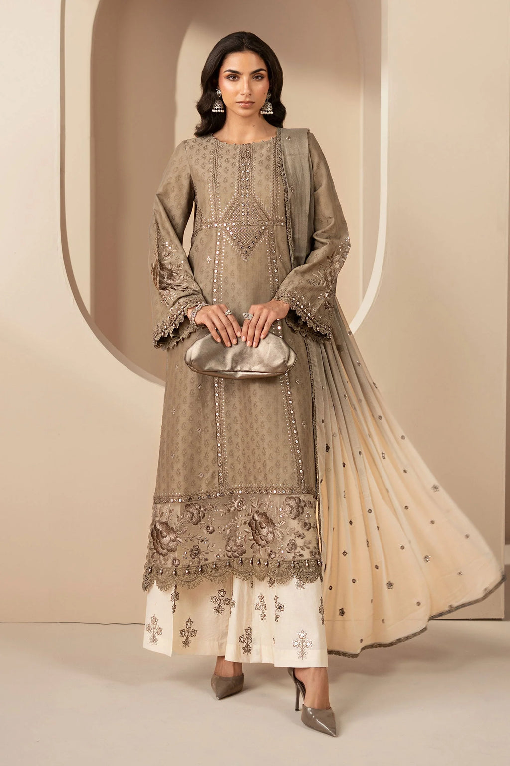 Maria.B. - 3 Piece Embroidered Jacquard Lawn Suit (DS-2602) - Mirha Collections