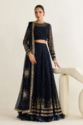 "Mirha Collections Jazmin UC-3103 embroidered luxury chiffon three-piece formal suit full length front view."