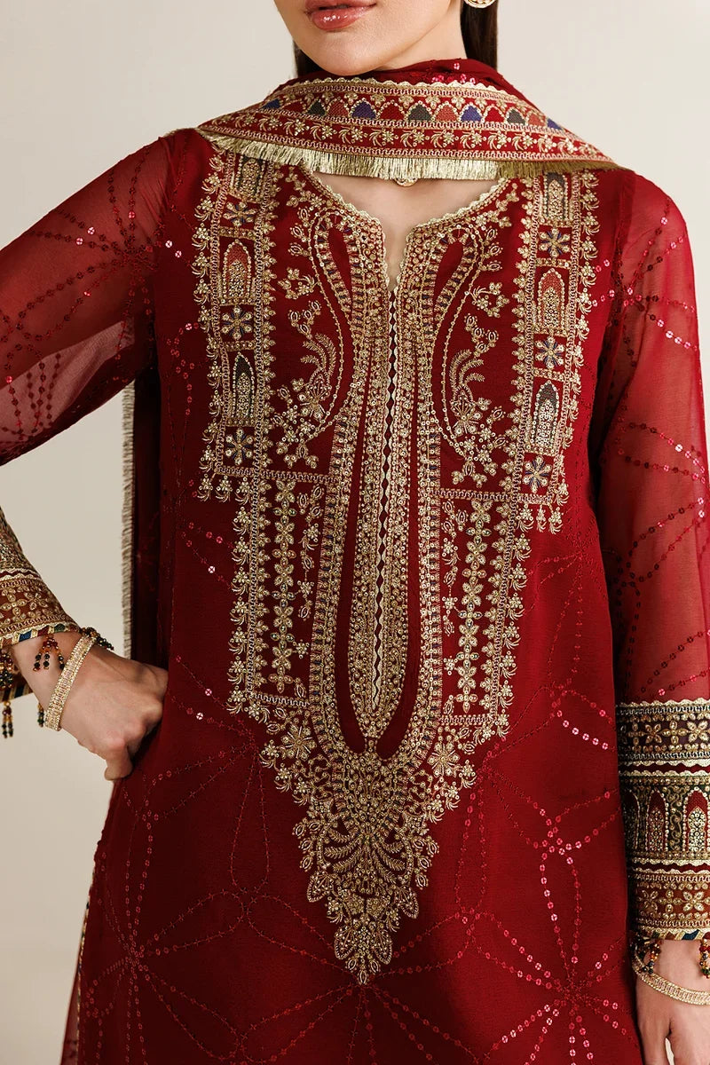 "Close-up detailing on the Jazmin UC-3124 chiffon shirt bodice featuring delicate embroidered yokes and fine panel work."