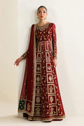 "Mirha Collections Jazmin UC-3132 embroidered luxury chiffon three-piece formal suit full length front view."