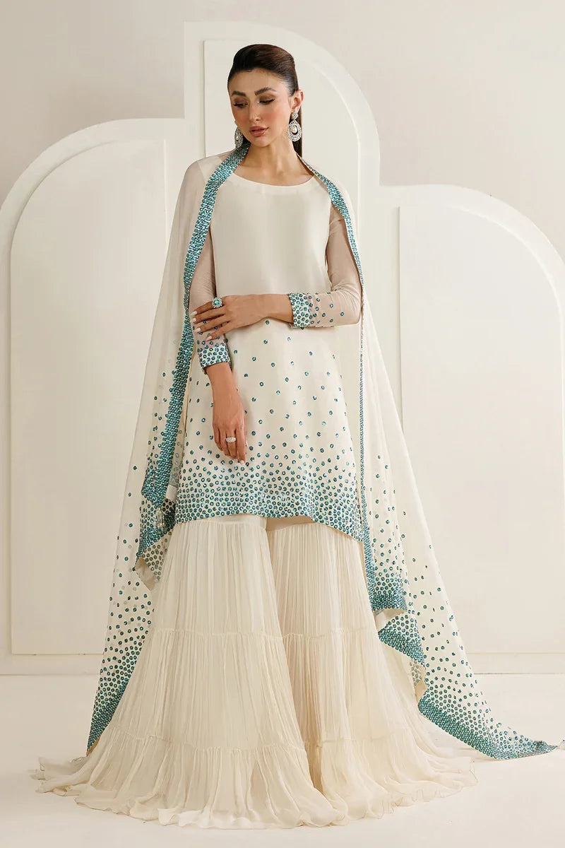 Mirha Collections Jazmin UC-3133 embroidered luxury chiffon three-piece formal suit full length front view