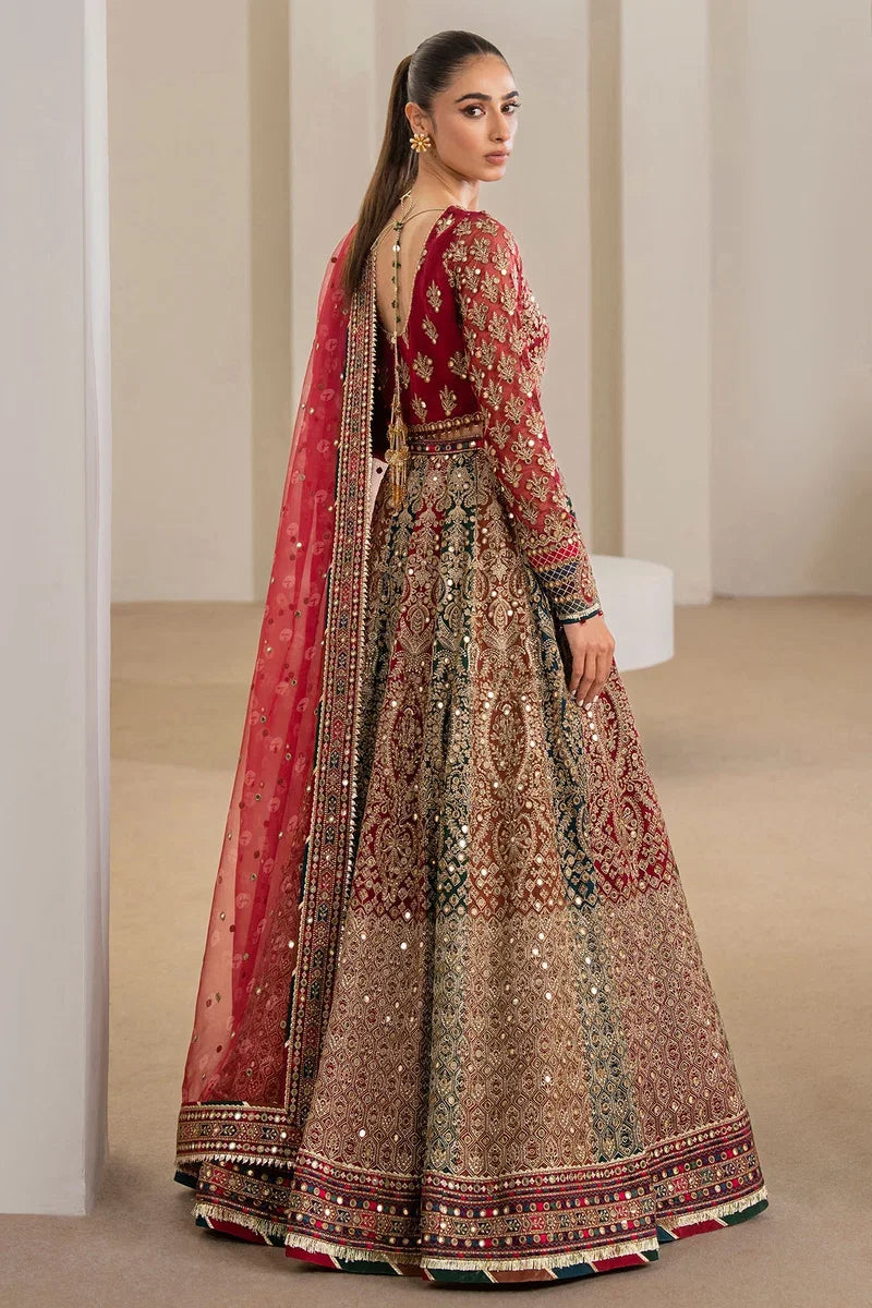 "Focus on sleeve cuff trimmings and embroidered hemline details of the Jazmin WF24-02 stitched luxury chiffon suit."