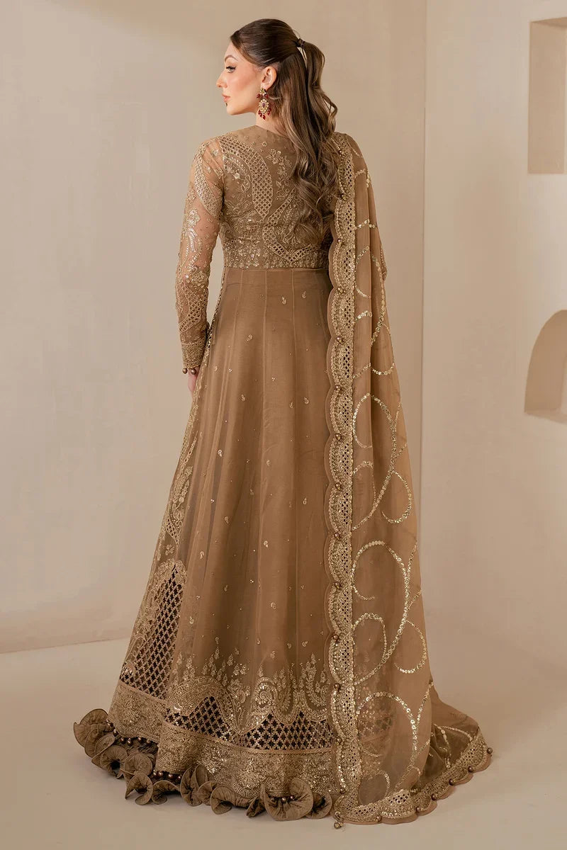 "Focus on sleeve cuff trimmings and embroidered hemline details of the Jazmin WF25-04 stitched luxury chiffon suit."