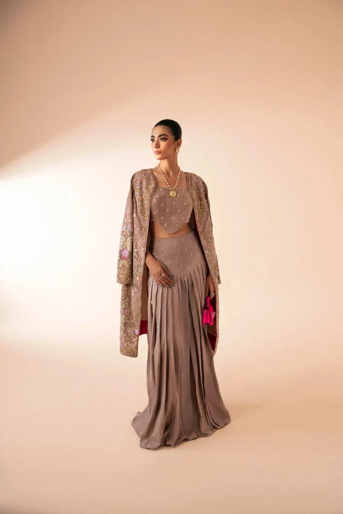 "Mirha Collections Mysie by Tahira Faia floral embroidered heavily embellished luxury formal shirt with trousers and dupatta three-piece set."